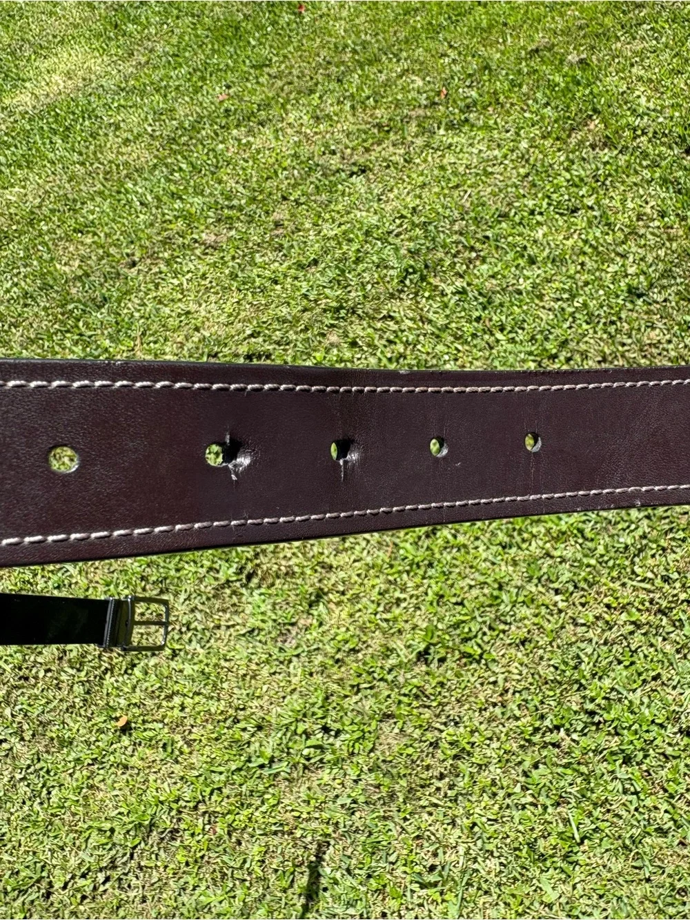 Black men’s belt B006905 34/85 Bonded Leather Y5DF Silver Buckle GUC Minor wear
